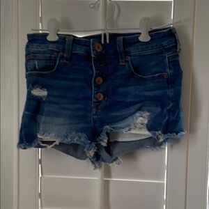 American Eagle Denim Blue Distressed Women Shorts